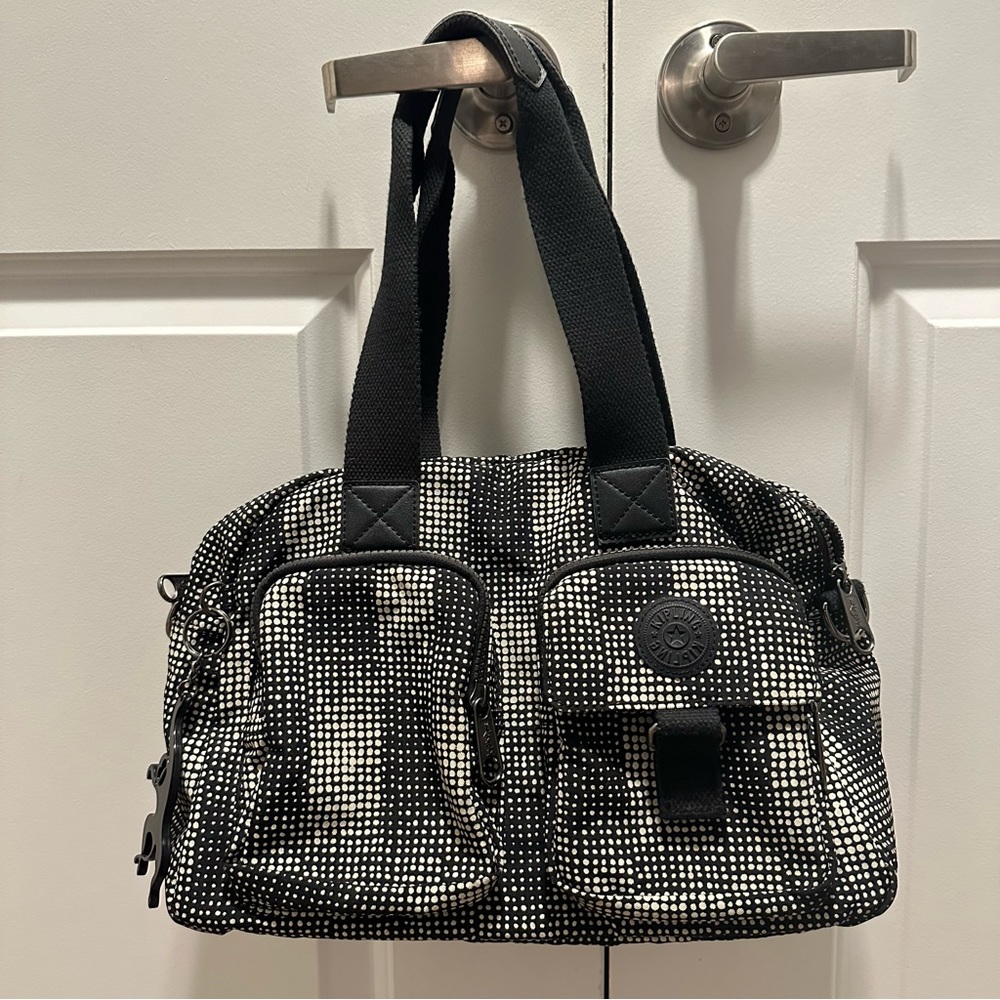 Kipling Defea Print Handbag HB3510 Black Beige Multicolor Shoulder Bag